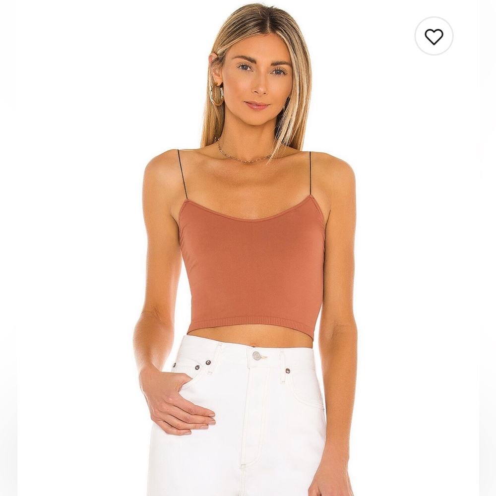 Free People Brami Skinny Strap Tank Copper Brown Tan Crop Top Sz XS/S - Picture 2 of 9